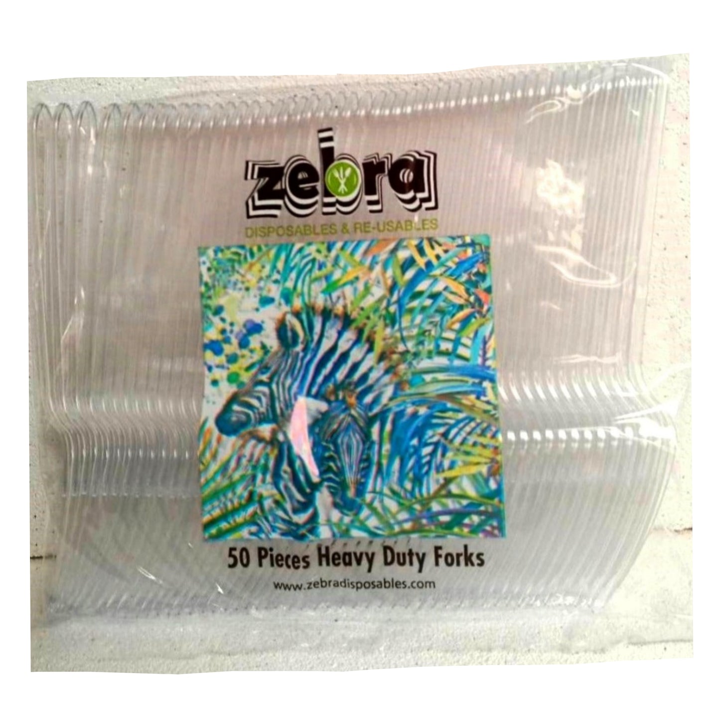 Zebra Premium Fork Tran 50pcs Zebra 一次性胶叉 (一包50个)