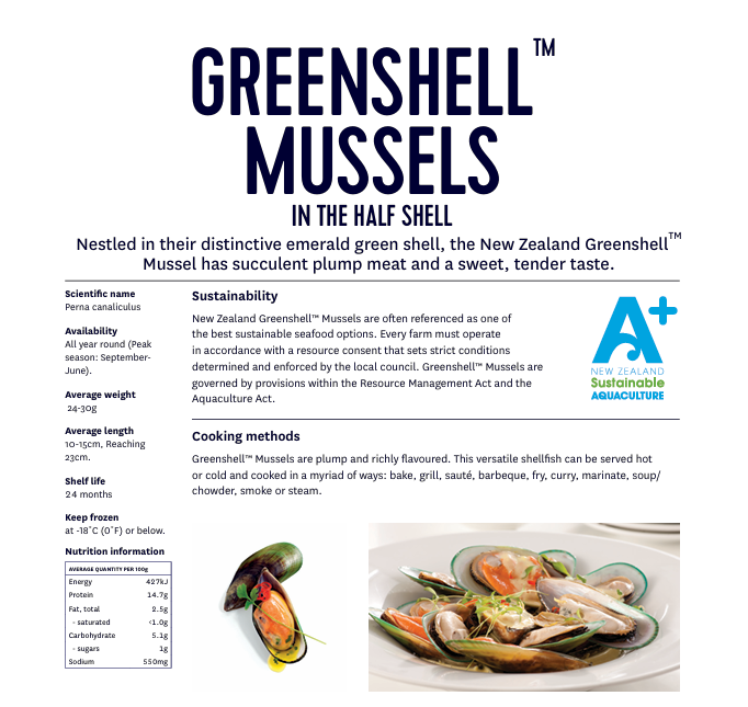 紐西蘭開邊青口 (net 800g) Talley's Mussels in the half shell