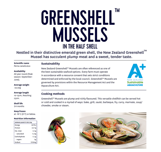 紐西蘭開邊青口 (net 800g) Talley's Mussels in the half shell