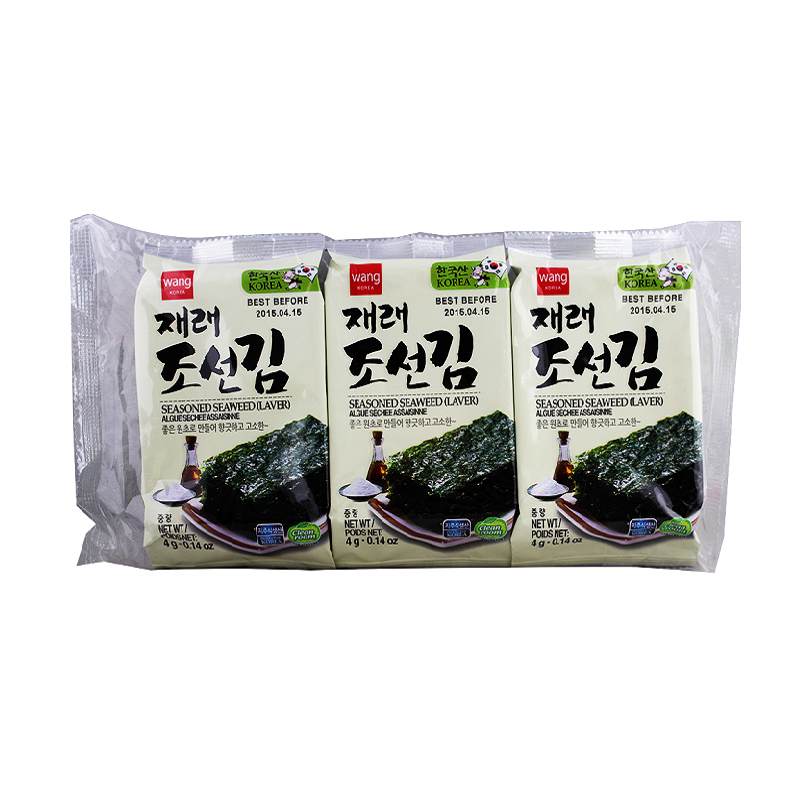WANG Seasoned Seaweed (Laver) 3pack 4g 王記 紫菜 3连包