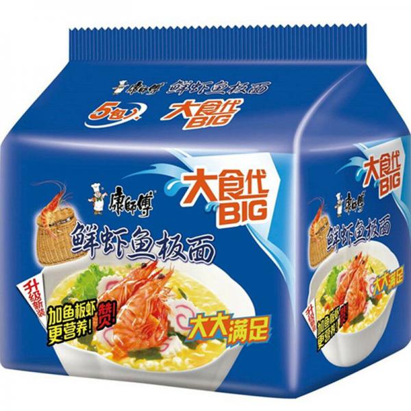 康师傅 大食袋 鲜虾鱼板面 5包装 5x139g KSF Seafood flavour Noodle