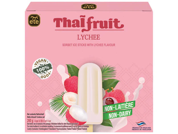 [新品] 泰國荔枝味雪葩冰棒(4條裝) ETE Sorbet Ice Sticks with Lychee (Cambridge Delivery Only)