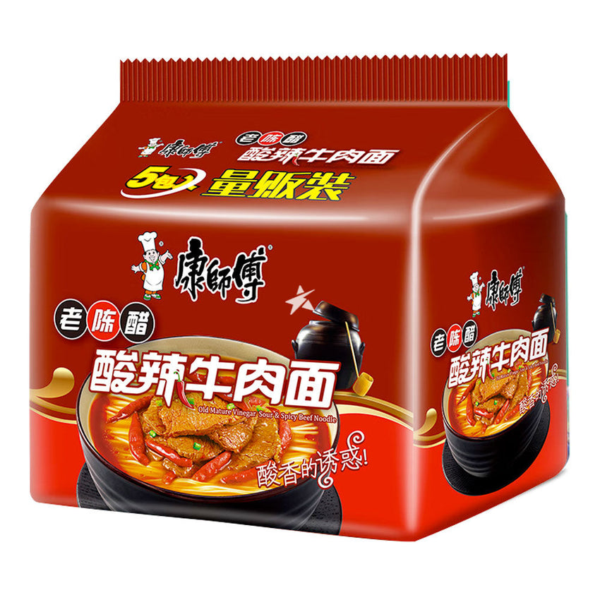 KSF Noodles-Old Mature Vinegar Sour Spicy Beef Flavour 5x114g 康师傅 老陈醋 酸辣牛肉面 5包装