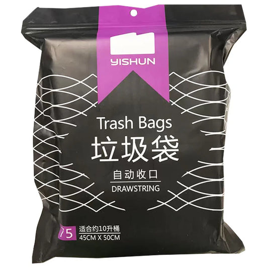 [新品] 加厚免撕抽繩垃圾袋 45*50cm (75個) Strong Black Gargbage Bags Rolls