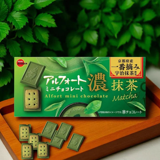 [新品] Bourbon 濃抹茶巧克力夾心餅乾 60g Bourbon Alfort Chocolate & Match Cookies