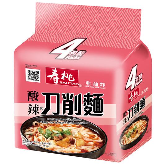 [新品] 壽桃牌 酸辣刀削麵 4x96g ST Sliced Noodle - Hot & Sour Flavor