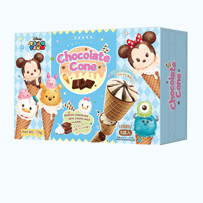 [新品] Tsum Tsum 爆漿甜筒(朱古力牛奶味) 70g Tsum Tsum Biscuit Cone (Chocolate & Milk Flavour Filling)