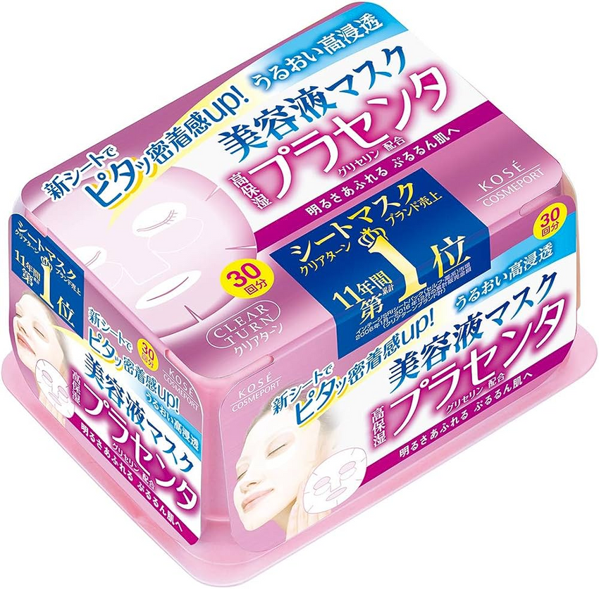 日本 Kose高丝 CLEAR TURN 胎盘素精华面膜 30片