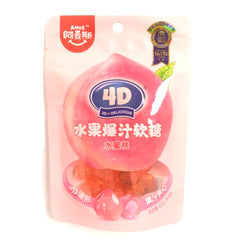 AMOS 4D Peach Flav Gum Candy 65g 阿麦斯 4D水蜜桃爆汁軟糖
