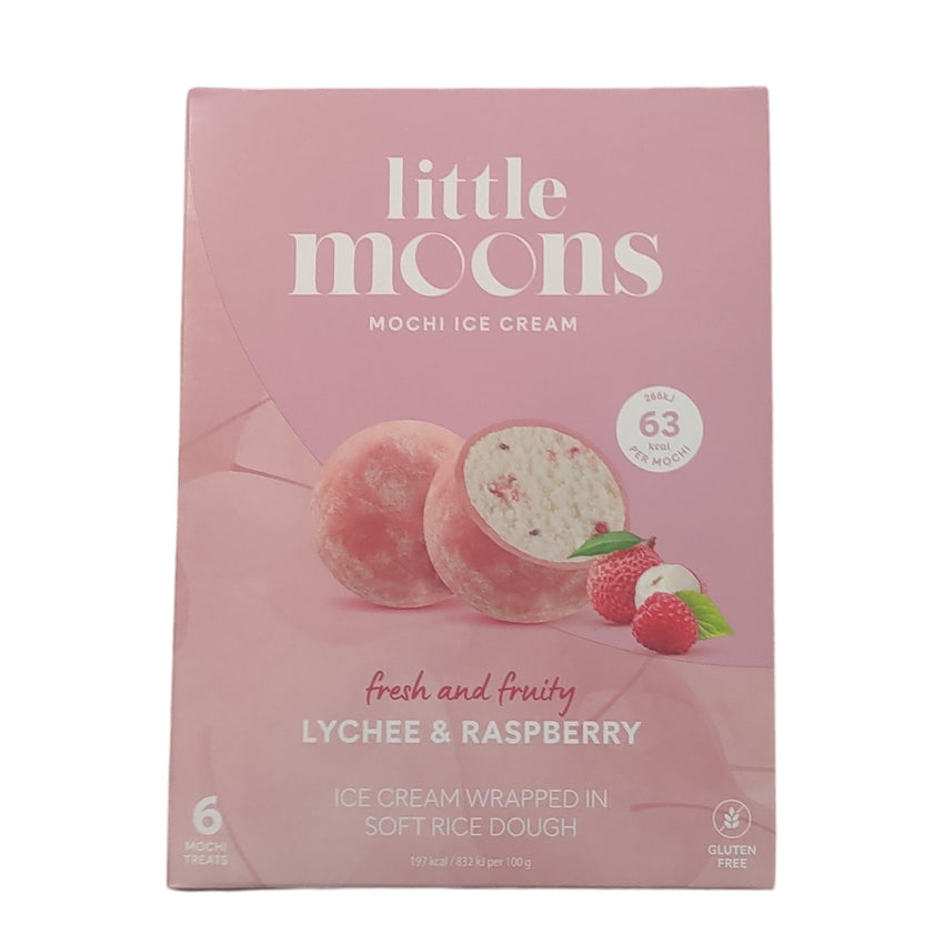 Little Moons Ice Cream Mochi - Lychee & Raspberry 6x32g 小月亮 冰淇淋糯米糍 - 荔枝覆盆莓 ( Cambridge Delivery Only )