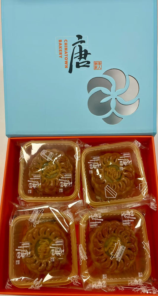 [早鳥優惠] 唐人餅家 翡翠迷你月餅 禮盒裝(4件) Chinatown Bakery Pandan Lotus Mini Mooncake Gift Box