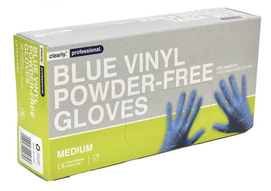一次性手套中碼(藍色) 100pcs Clearly Blue Vinyl Power-Free Gloves (M Size)
