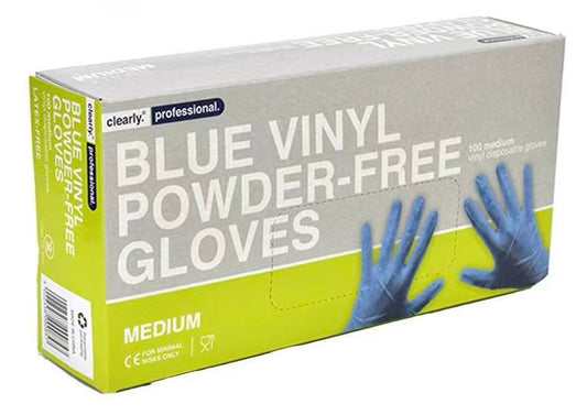 一次性手套中碼(藍色) 100pcs Clearly Blue Vinyl Power-Free Gloves (M Size)