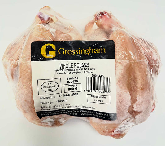 冰鮮法國童子雞 2x450g Frozen Gressingham Whole Poussin 2pcs