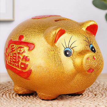 9吋金砂豬錢罌 9 inch Golden Piggy Money Jar