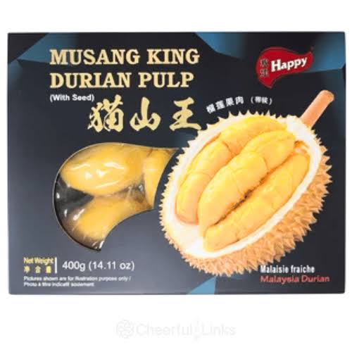 [新品] Happy 冰鮮貓山王榴槤果肉(帶核) 400g Happy Musang King Frozen Durian Pulp (with Seed)