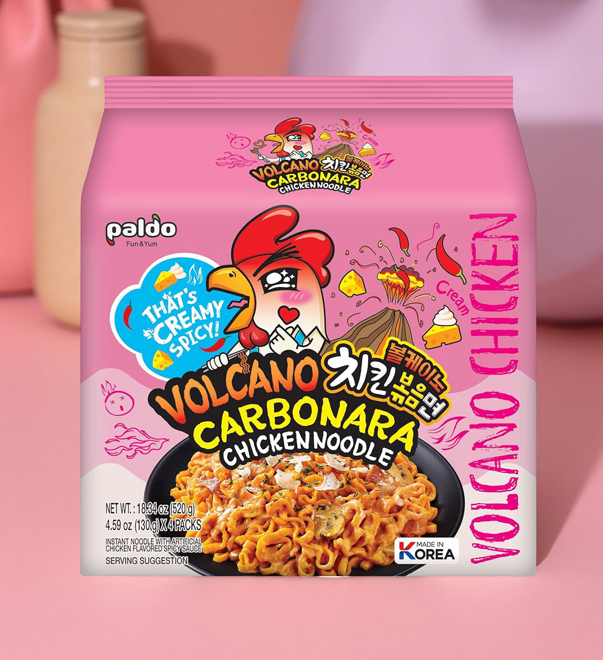 [促銷] PALDO 卡邦尼辣雞麵 4包裝 520g PALDO Volcano Carbonara Chicken Noodle