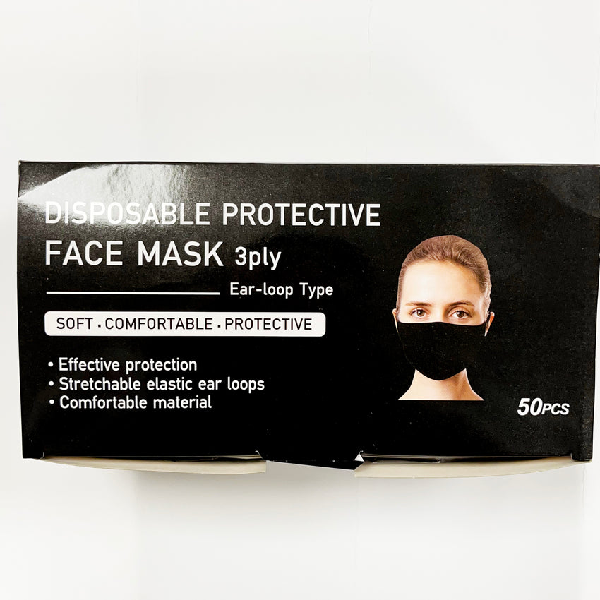 【特】Disposable Protective Face Mask 3ply 50pcs 黑色一次性口罩 每盒