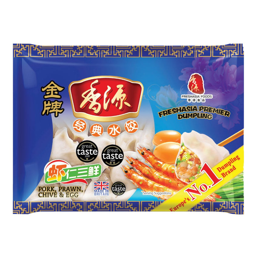 FA Pork Prawn Chive & Egg Dumplings 400g 香源 金牌 虾仁三鲜水饺