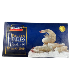 26/30 Wonder Brand Frozen Headless Shell On White Shrimp 1.8kg 26/30 去头有壳虾 每盒
