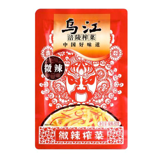 WJ Spicy Flavour Mustard Tuber 80g 乌江 微辣榨菜